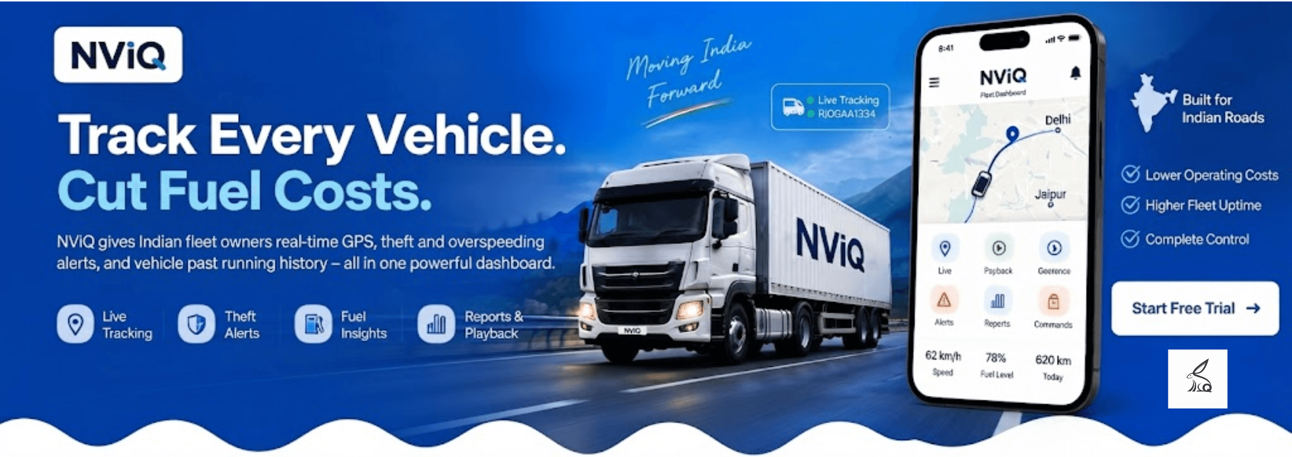 NViQ Fleet Tracking - Track Every Vehicle, Cut Fuel Costs. Live GPS, theft and overspeeding alerts, vehicle past running history.
